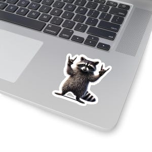 Rock and Roll Raccoon Sticker – 3x3&quot; Glossy Kiss-Cut Vinyl Decal for Laptop, Water Bottle, Journal