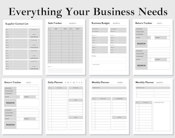 Business Planner Template - Tracks Marketing | Sales | Shipping | Returns | Goals | Weekly | Monthly | Daily | Instant Download
