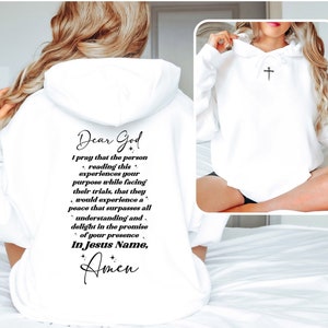 Dear God Hoodie, Front and Back Design, Christian Clothes, Three Nail Hoodie, Gifts For Christians, Prayer Sweatshirt, Praying Shirt,