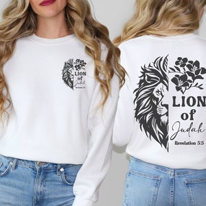 Lion Of Judah Sweatshirt, Jesus Shirt, Revelation Bible Verse, Christian Gifts, Faith Apparel,  Lion Shirt, Religious shirt, Oversized Shirt
