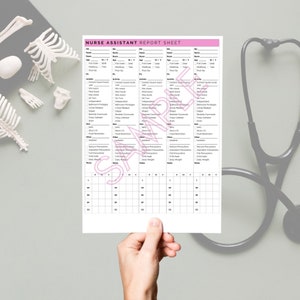 CNA/PCA/Nurse Assistant Report Sheet