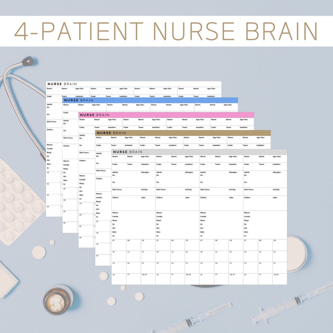 Nurse Brain Sheet, 4 Patient Report Sheet Etsy