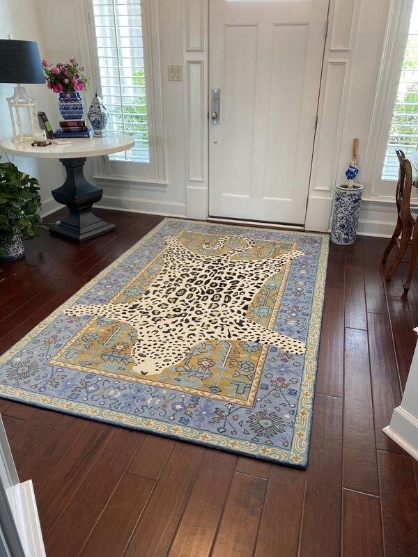 Hand Tffted Octavia Leopard Rug Woolen Area Rug 5X8 8X10 X9X12 Etsy