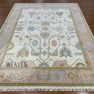 Hand Knotted Wool Oushak Rug | Colorful Vintage-Inspired Area Rug