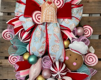 Gingerbread Wreath, Candyland Decor, Colorful Christmas, Sweet Holiday Decor, Candy Wreath, Christmas Decor, Holiday Decor