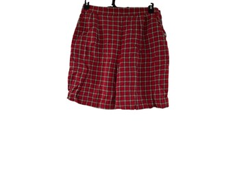 Pantalones cortos rojos a cuadros de mujer, estilo vintage de los años 80, marca Gina Peters, talla 14.