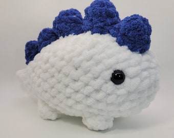 Beautiful, Soft, Baby, Blue & White Crochet Stegosaurus Gift (Him/Her)