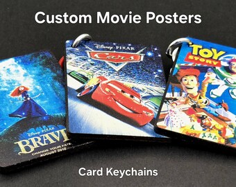 Custom Movie Poster Keychain | Mini Wood Film Art (1.5" x 1")