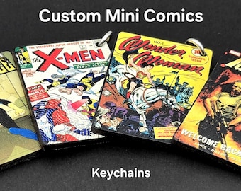Custom Comic Book Keychain | Mini Wood Collectible (1.5" x 1")