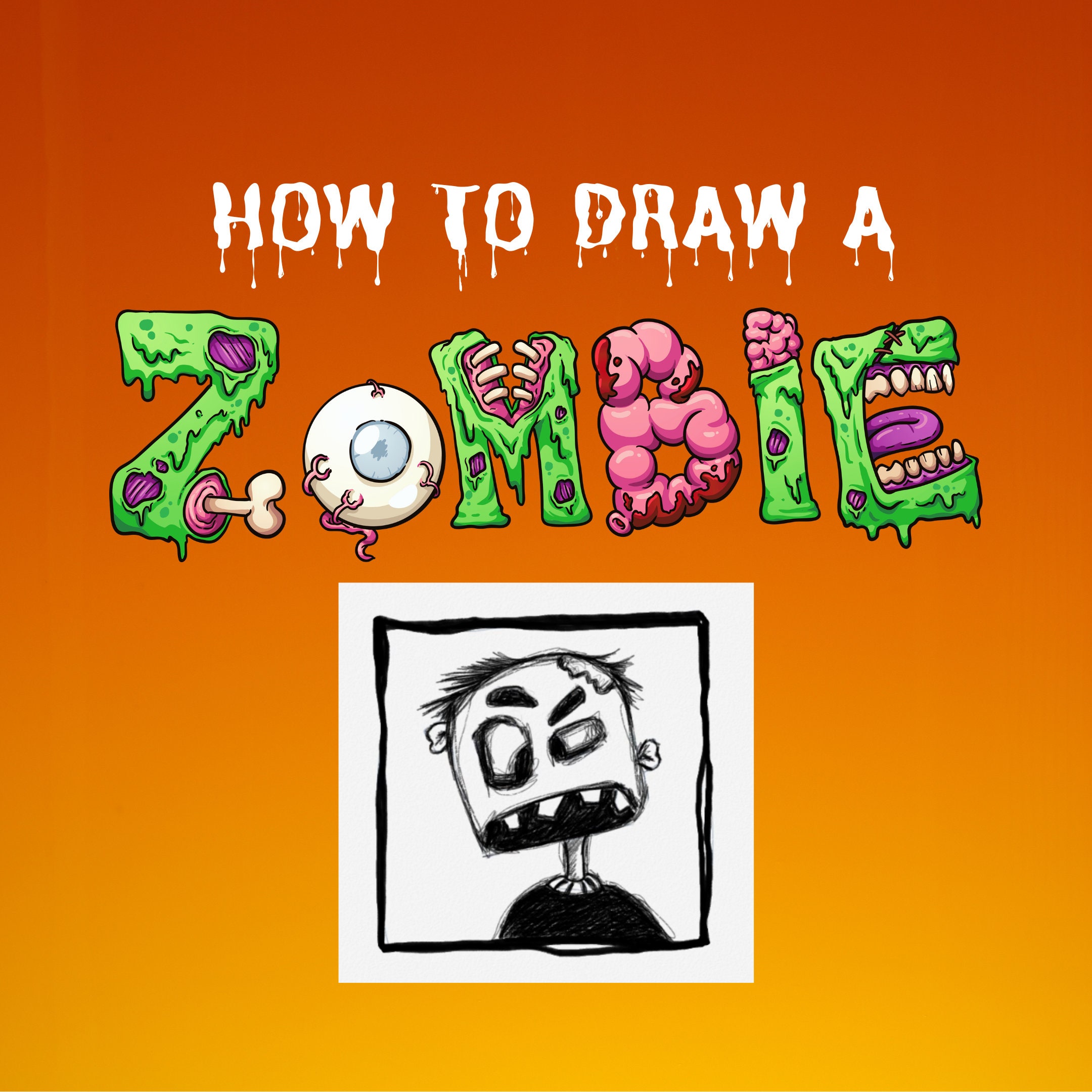 How to Draw a Zombie Head Stepbystep Etsy
