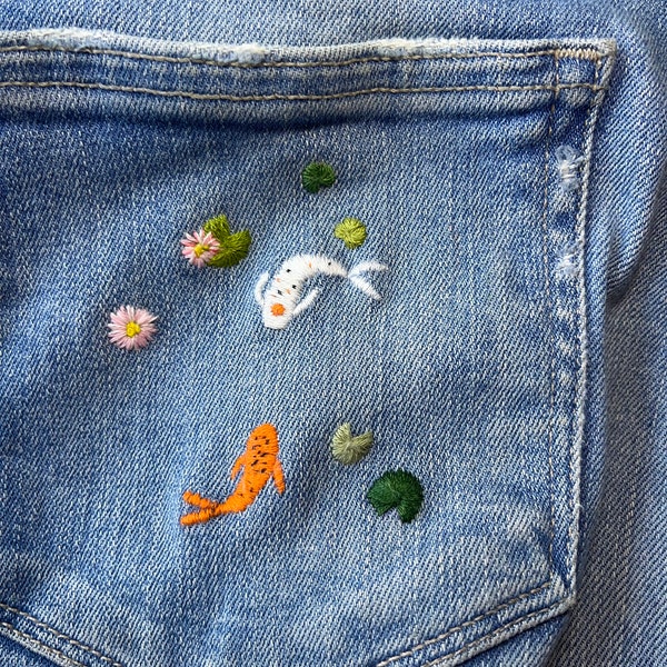 Embroidered Jeans - Etsy