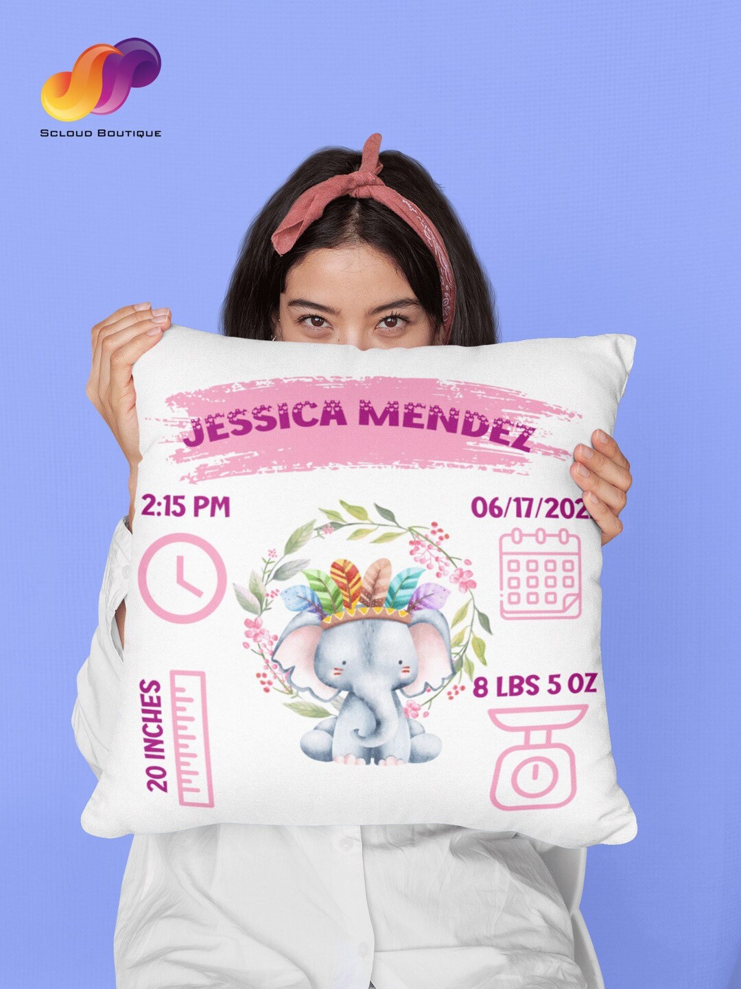 Custom Birth Announcement Pillow | Personalized Baby Name & Birth Stats ...