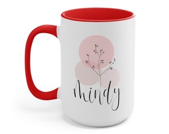Personalized Name Animal Print Mug | Coffee Mug | Floral Mug | Watercolor Flowers | Personalized Gift for Her | Personalized Mug with Name