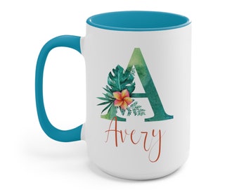 Personalized Name Mug | Custom Name Coffee Mug | Floral Mug | Watercolor Flowers | Personalized Gift for Her | Personalized Mug with Name