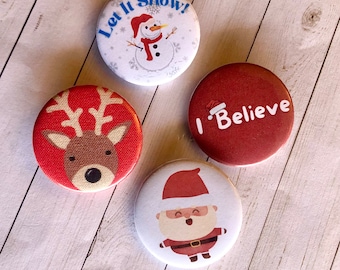 Christmas Themed Button Pin/Magnet Set