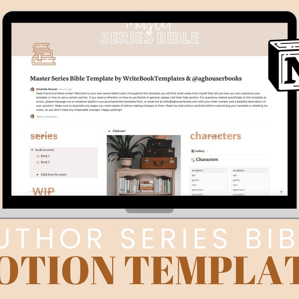 Notion Template for Authors | Series Bible for Fiction Writers | Light Academia & Boho Aesthetic | Bookstagram | For Storytellers