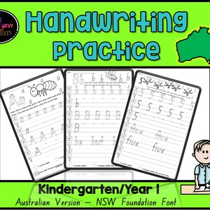 Puede incluir: Hojas de trabajo imprimibles en blanco y negro para la práctica de la escritura. Las hojas de trabajo presentan las letras A, B y el número 5. Las hojas de trabajo están diseñadas para estudiantes de jardín de infantes o de primer grado. Las hojas de trabajo forman parte de un conjunto de práctica de la escritura para estudiantes australianos que utilizan la fuente NSW Foundation.