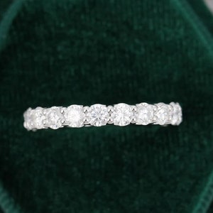 Lab Diamond Eternity Band: 3.00 MM Round Cut, Sterling Silver Wedding Ring