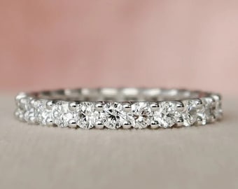 Lab Diamond Eternity Band: 14K Gold Wedding Ring, 3.00 MM