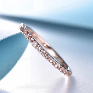 Rose Gold Morganite Eternity Ring: Sterling Silver Stacking Band