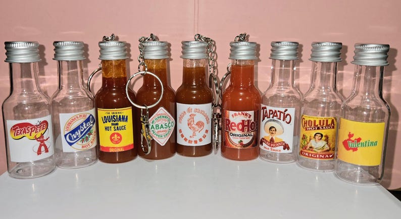 Hot Sauce Keychain Bundle of 9 (Empty)