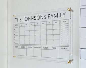 Personalized Acrylic Calendar Housewarming Gift, Family Dry Erase Board, Office Decor, Family Planner, Wall Calendar 2023, Monthly, Weekly