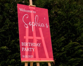Sweet 16 Birthday Party Welcome Sign, Custom Acrylic Blush Pink Quinceanera Sign, Birthday Party Essentials, Quinceanera Party Decorations