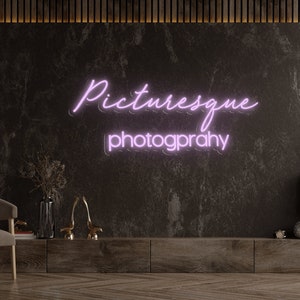 Custom Photography Studio Logo Neon Sign, Business Name Neon Sign, Neon Sign Backdrop, Custom Reception, Lobby, Office Decor, Business Gift