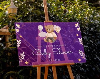 Custom Baby Shower Welcome Sign, Acrylic Eucalyptus Sign, Lush Greenery Welcome Sign, Personalized Woodland Baby Shower Decor, Boho Shower