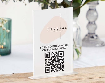Custom Acrylic QR Code Sign, Social Media Payment, Reception Display