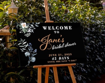 Eucalyptus Bridal Shower Welcome Sign, Acrylic Custom Greenery Sign, Flover Welcome Sign, Personalized Bridal Shower Poster, Boho Style Sign