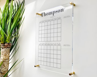 Personalized Acrylic Dry Erase Family Wall Calendar, Monthly Organizer