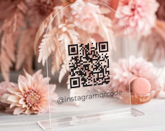 Personalized QR Code Sign, Custom Reception Payment Sign, Facebook Cashapp Venmo Zelle Instagram QR Code Sign, Get Social with Us, Plaque