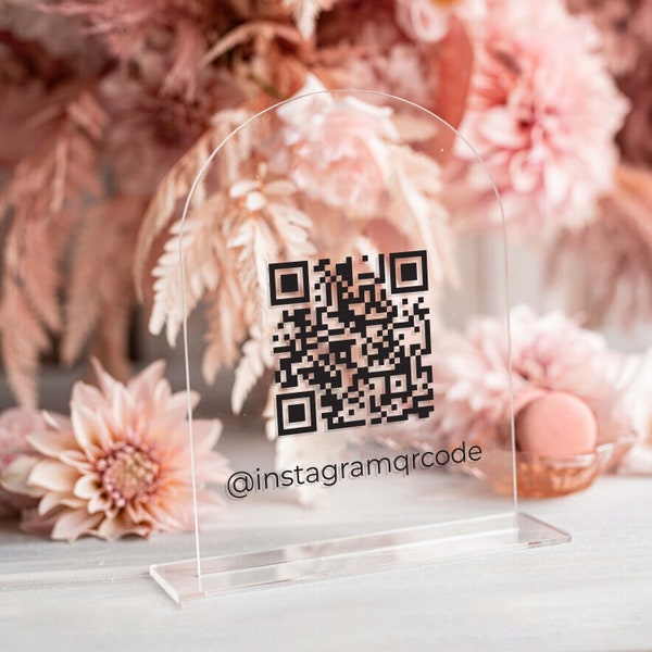 Personalized QR Code Sign, Custom Reception Payment Sign, Facebook Cashapp Venmo Zelle Instagram QR Code Sign, Get Social with Us, Plaque