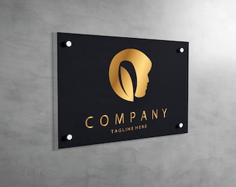 Signo de logotipo comercial acrílico personalizado, logotipo personalizado, letrero comercial, letrero de logotipo acrílico, fuente de tienda de oficina, letrero de puerta, oficina comercial colgante en la pared