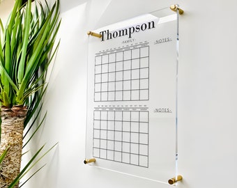 Personalized Acrylic Calendar, Planner, Organizer, To Do List, Family Wall Dry Erase Calendar, Custom Last Name Wall Planner, Housewarming