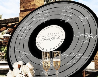 Personalized Vinyl Record Wedding Guest Book Alternative, Acrylic Guestbook Sign