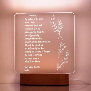 Lámpara de noche personalizada con letra escrita a mano, regalo para mamá, idea de regalo para mamá, regalo personalizado para mamá, regalo personalizado para mamá