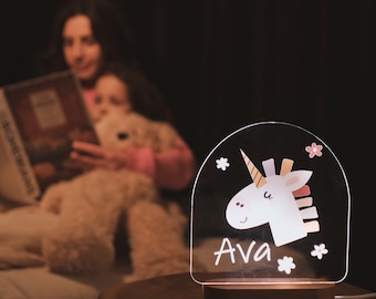Personalized Unicorn Night Light, Custom Nursery Decor, Baby Gift