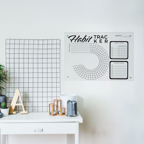 Personalized Acrylic Wall Habit Tracker, Custom Acrylic Calendar, Adhd Wall Clear Acrylic Planner, Montly Organizer, Room Wall Decor, Gift