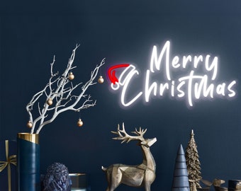 Custom Merry Christmas Neon Sign, Holiday Wall Decor