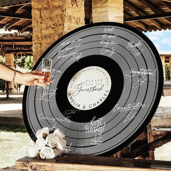 Personalized Vinyl Record Wedding Guest Book Alternative, Custom Wedding Sign