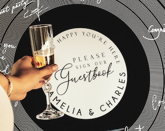 Personalized Vinyl Record Wedding Guest Book, Acrylic Sign
