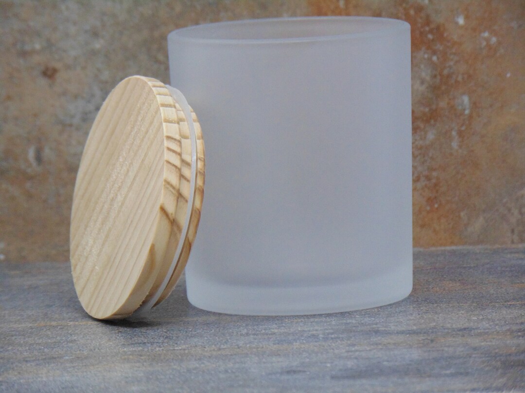 10oz Frosted White Candle Vessel With Bamboo Lids Frosted Etsy