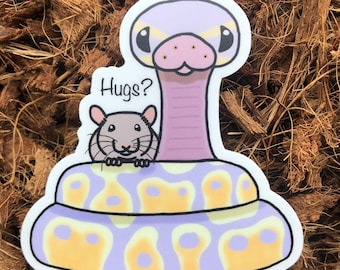Ball Python Hugs Mouse Sticker – Reptile Art