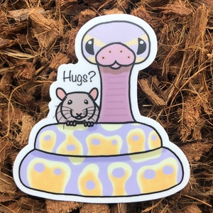 Ball Python Hugs Sticker - Cute Snake Stickers