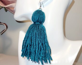 Fringe Yarn Earrings. Boho and statement earrings