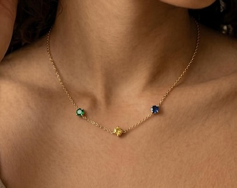 Collar de piedra de nacimiento familiar, collar de piedra de nacimiento personalizado para mamá, collar familiar, regalo del día de la madre, regalos de piedra de nacimiento, joyería para madres