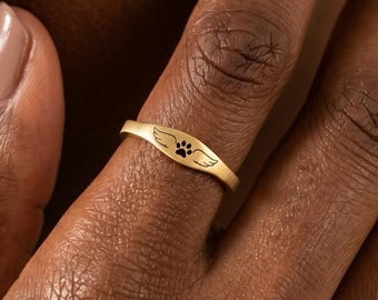 Hund Pfotenring, Pfotenabdruck Ring, Hund Ring, Haustier Name Ring, Stapelbar Namen Ringe, Haustier Erinnerung Geschenk, Verlust von Hund Geschenk, Haustier-Liebhaber Geschenk, Hundemama