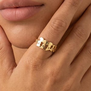 Pet Initial Ring, Personalized Animal Letter Charm Ring, Dainty Stackable Engraved Animal Initial Ring, Pet Memorial Jewelry, Pet Lover Gift